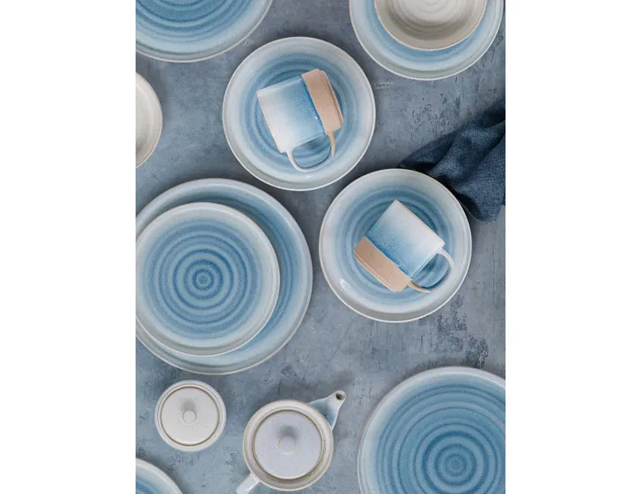 Сахарница 9,5 см 260 мл бежево-голубая в крапинку Home & Style Azurro