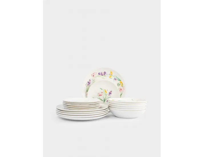 Сервиз обеденный 6 персон 18 предметов белый Акварельные цветы Anna Lafarg Bouquet