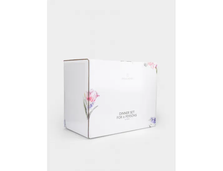 Сервиз обеденный 6 персон 18 предметов белый Акварельные цветы Anna Lafarg Bouquet