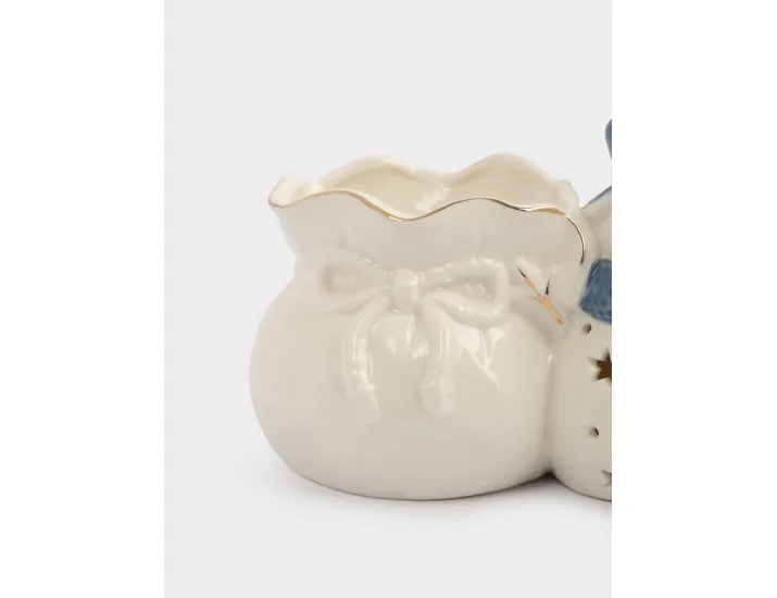 Конфетница 17х11 см бело-голубая Снеговик с мешком Anna Lafarg Snowfall