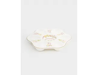 Блюдо для яиц, 21 см, 6 отд, фарфор P, белое, Кролики и цветы, Happy Easter