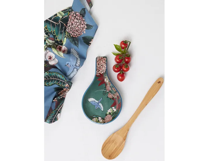 Ложка-подставка 22x13 см сине-зеленая Цветы и птица Maxwell & Williams Reminisce