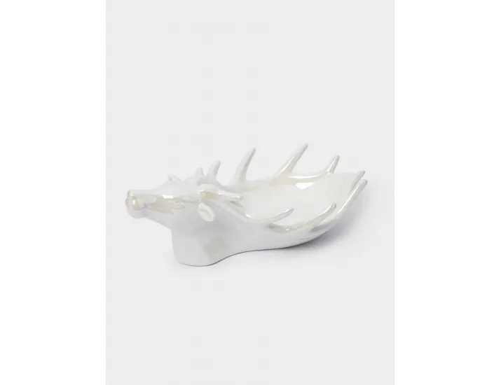 Блюдо декоративное 26х16х10 см белое перламутр Anna Lafarg Олень Maral grey