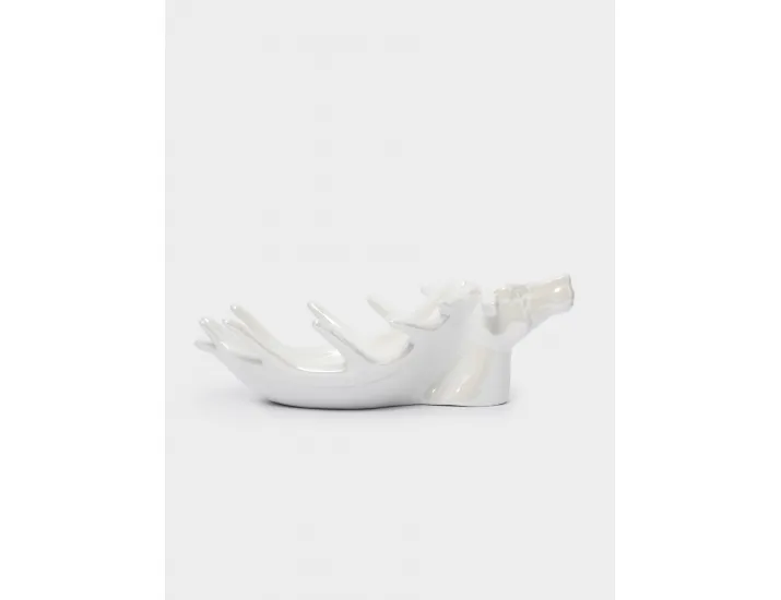 Блюдо декоративное 26х16х10 см белое перламутр Anna Lafarg Олень Maral grey