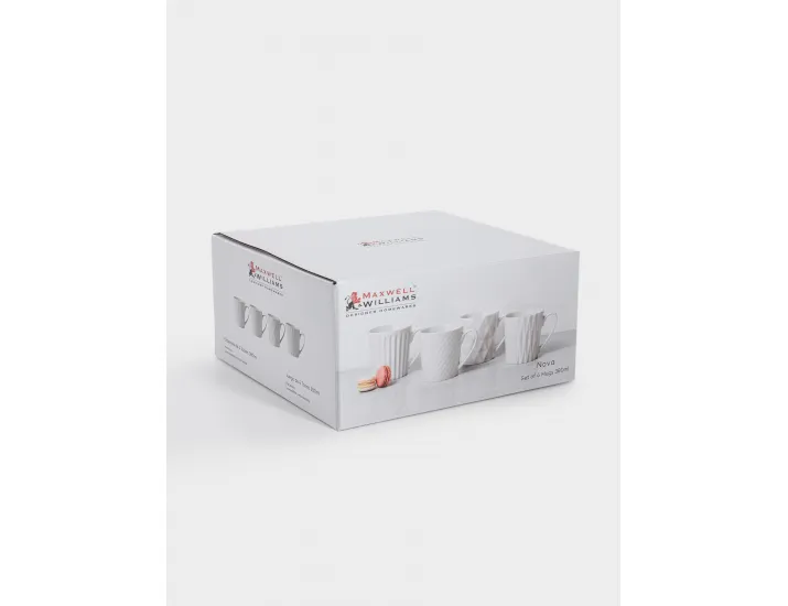 Набор кружек 4 предмета 380 мл белые геометрия Maxwell & Williams Nova