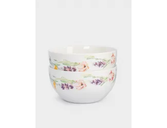 Салатник, 14x8 см, 620 мл, 2 шт, фарфор P, белый, Акварельные цветы, Bouquet