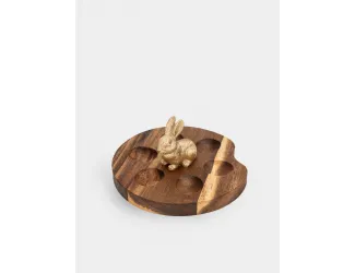 Блюдо пасхальное, 15х6 см, 6 отд, дерево/полирезин, Кролик, Easter