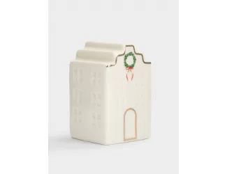 Емкость для соли или перца, 8 см, фарфор P, бело-золотистая, Дом с венком, Townlet