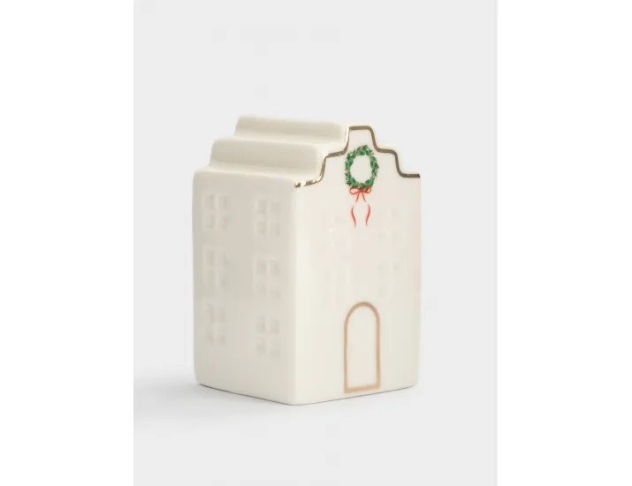Емкость для соли или перца 8 см бело-золотистая Дом с венком Anna Lafarg Townlet