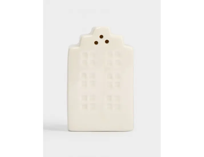 Емкость для соли или перца 8 см бело-золотистая Дом с венком Anna Lafarg Townlet