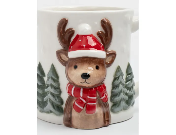Кружка 400 мл молочная Олень в шапке и шарфе Anna Lafarg Winter Forest