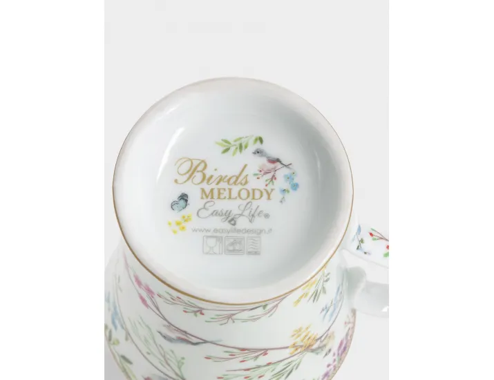 Кружка 300 мл белая Цветы и птицы Easy Life Birds Melody