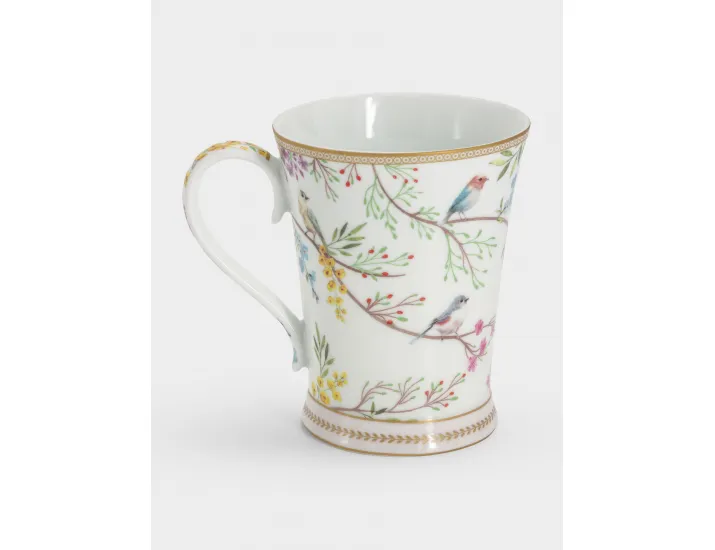 Кружка 300 мл белая Цветы и птицы Easy Life Birds Melody