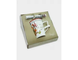 Кружка, 380 мл, фарфор F, белая, с красным кантом, Осень, A. Vivaldi