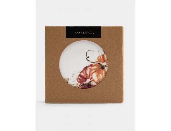 Подставка под кружку 11 см круглая белая Тыквы Anna Lafarg Light pumpkin