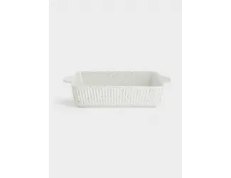 Форма для запекания, 28х20 см, с крышкой, фарфор P, прямоугольная, молочная, в крапинку, Speckle