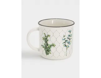 Кружка, 400 мл, фарфор N, белая, Зеленые ветки, Herbarium