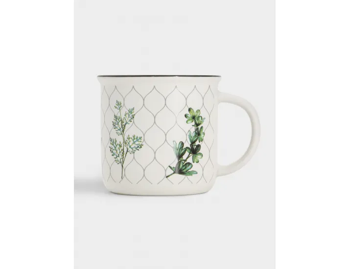 Кружка 400 мл белая Зеленые ветки Anna Lafarg Herbarium