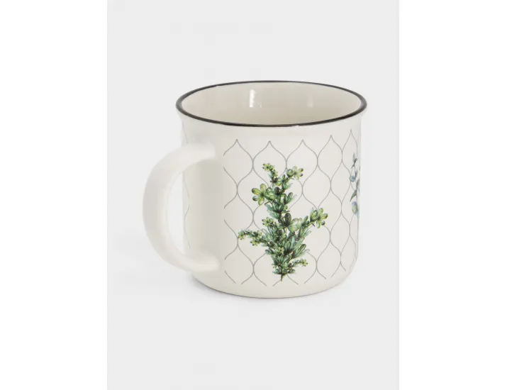 Кружка 400 мл белая Зеленые ветки Anna Lafarg Herbarium