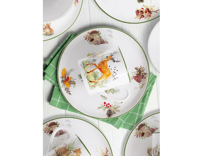 Набор 3 предмета тарелка 18 см, салатник 13 см, кружка 200 мл белый Олени Imari Childhood