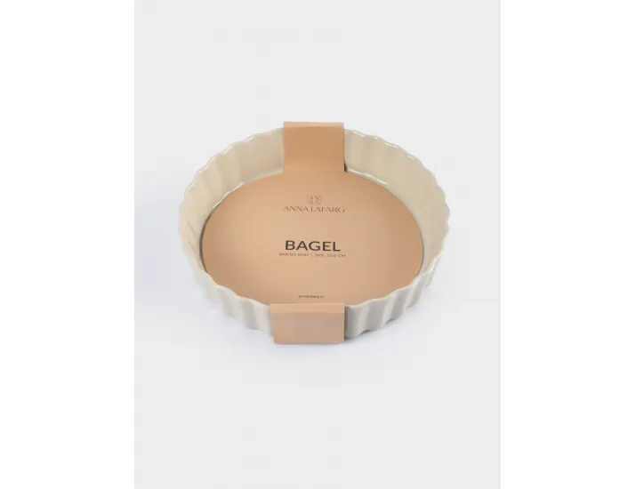 Форма для запекания 25 см круглая бежевая Ребристый край Anna Lafarg Bagel