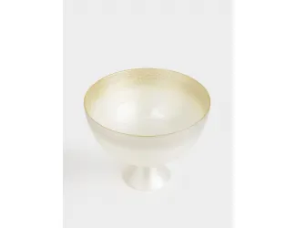 Ваза для фруктов, 24х18 см, на ножке, стекло, молочная/шампань, Marbella