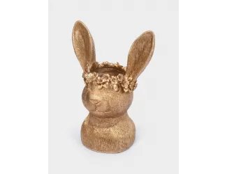 Ваза декоративная, 31 см, полирезин, золотистая, Кролик в венке, Rabbit