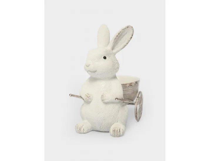 Подставка для яйца 12 см молочная Кролик с тележкой Anna Lafarg Easter