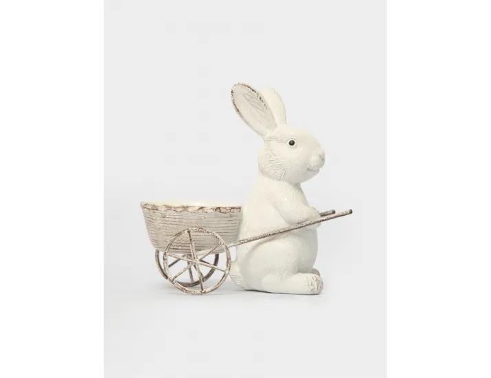 Подставка для яйца 12 см молочная Кролик с тележкой Anna Lafarg Easter