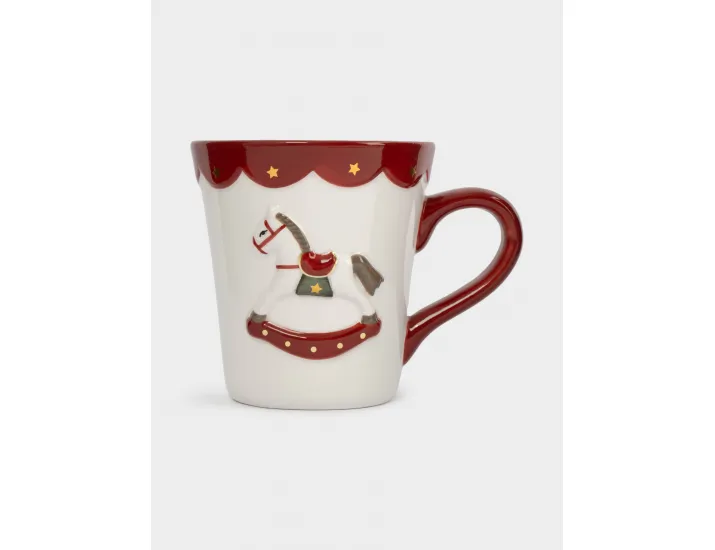 Кружка 510 мл бело-красная Лошадка-качалка Anna Lafarg New year
