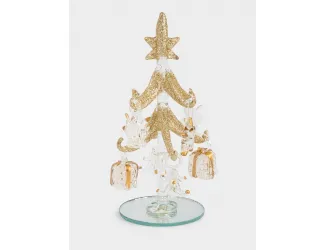 Статуэтка, 15 см, с подвесками, стекло, серебристая, Ель с игрушками, Event