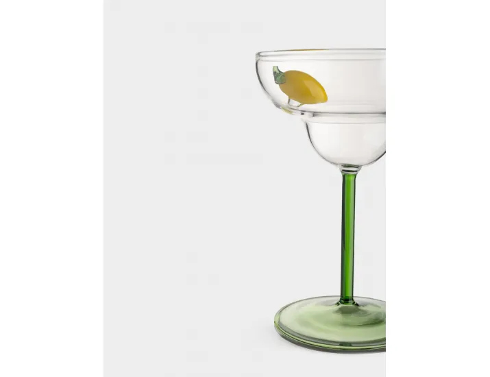 Бокал-креманка для шампанского 260 мл зеленая ножка Лимон Anna Lafarg Lemon