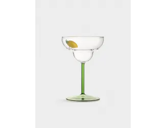 Бокал-креманка для шампанского, 260 мл, стекло Б, зеленая ножка, Лимон, Lemon