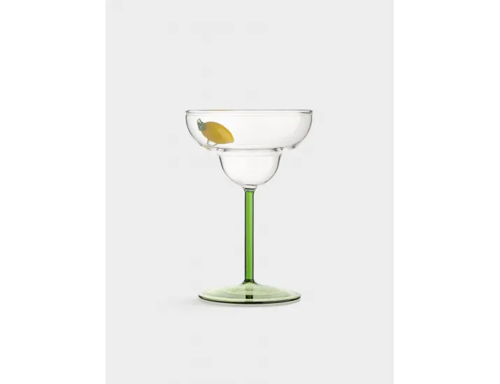 Бокал-креманка для шампанского 260 мл зеленая ножка Лимон Anna Lafarg Lemon
