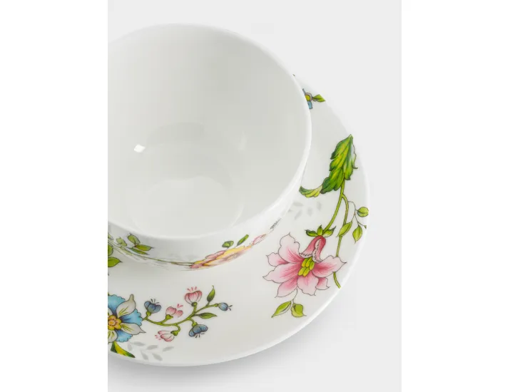 Чашка с блюдцем 250 мл белая Цветы Anna Lafarg Provence