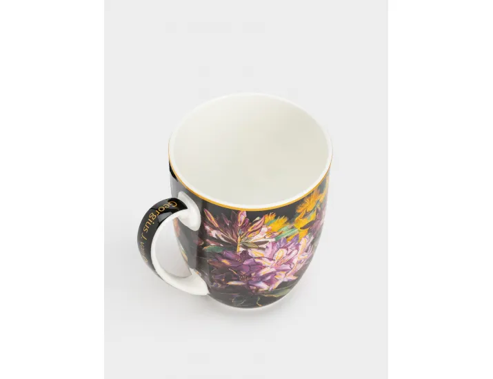 Кружка 400 мл черная Лилии Carmani Baroque flowers