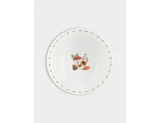 Пиала, 12х6 см, 300 мл, фарфор P, белая, Грибы и листья, Autumn Breeze