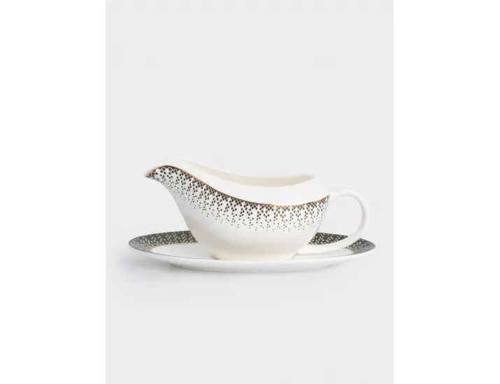 Сервиз обеденный 12 персон 50 предметов бело-зеленый с золотистым кантом матовый Anna Lafarg Virtus