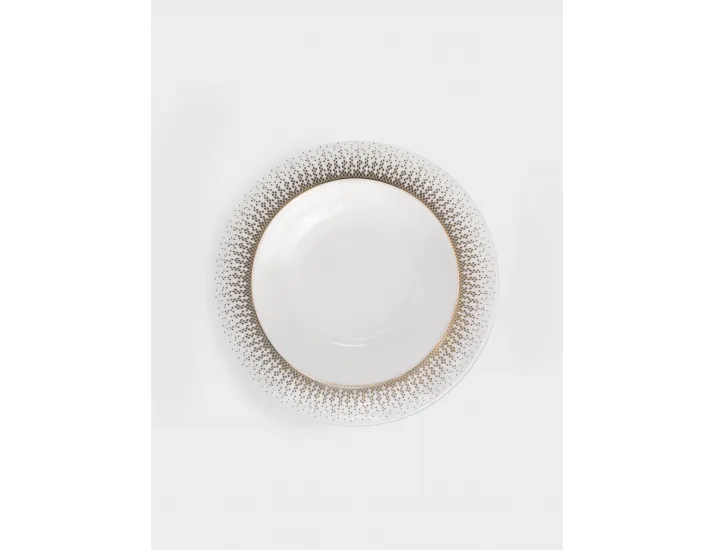 Сервиз обеденный 12 персон 50 предметов бело-зеленый с золотистым кантом матовый Anna Lafarg Virtus