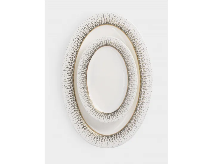 Сервиз обеденный 12 персон 50 предметов бело-зеленый с золотистым кантом матовый Anna Lafarg Virtus