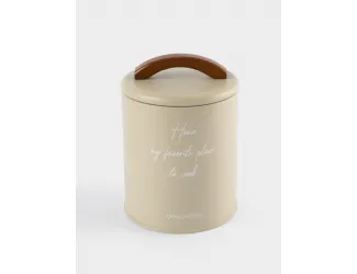 Банка для сыпучих продуктов, 1 л, металл/дерево, бежевая, Retro