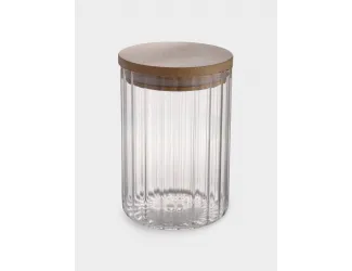 Банка для сыпучих продуктов, 700 мл, стекло Б/бамбук, Grand