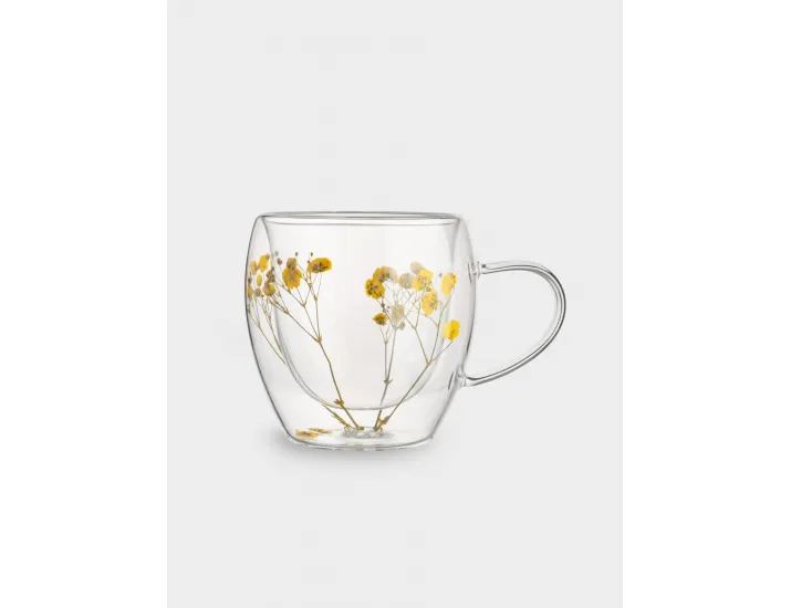 Кружка 240 мл с сухоцветами внутри Желтые цветы Anna Lafarg Wind-mystery