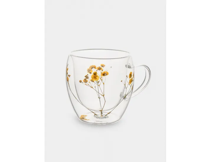 Кружка 240 мл с сухоцветами внутри Желтые цветы Anna Lafarg Wind-mystery