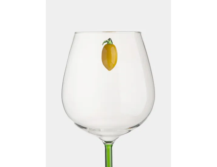 Бокал для вина 550 мл зеленая ножка Лимон Anna Lafarg Lemon