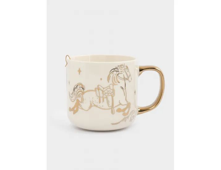 Кружка 400 мл с ситом для заваривания золотистая Лошадь/Звезда Anna Lafarg Horse