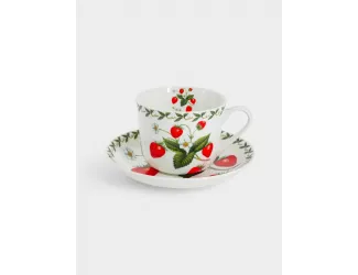 Чашка с блюдцем, 480 мл, Земляника
