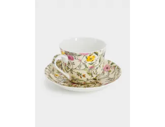 Чашка с блюдцем, 480 мл, Летние цветы