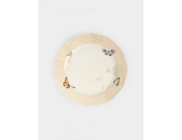 Тарелка закусочная 24 см 2 шт бежевая Бабочки Anna Lafarg Butterfly garden