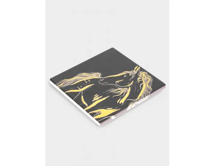 Подставка под кружку 11х11 см квадратная черная Лошадь Anna Lafarg Horse